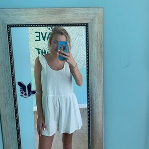 White romper with ties on shoulders